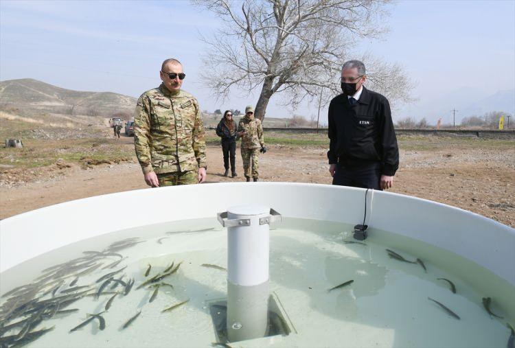 <p>Bir diğer görüntüde Besitçay Devlet Korusu'nda çınar ağacı dikerek buranın da yeniden kurulmasını başlattıklarını ifade eden Aliyev, burada bulunan yaklaşık 300 yıllık çınarların işgal döneminde Ermenilerce kesildiğini bildirdi.</p>
<p> </p>