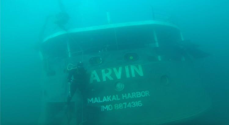 <p>Gürcistan'dan Bulgaristan'a yük taşırken olumsuz hava koşulları nedeniyle batan "ARVIN" isimli gemide uzman dalgıçlar tarafından çalışma yapıldı.</p>
