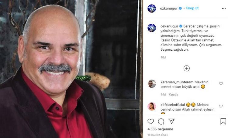 <p><strong>ÖZKAN UĞUR</strong></p>

<p>'Beraber çalışma şansını yakaladığım, Türk tiyatrosu ve sinemasının çok değerli oyuncusu Rasim Öztekin’e Allah’tan rahmet, ailesine sabır diliyorum. Çok üzgünüm. Başımız sağ olsun.'</p>
