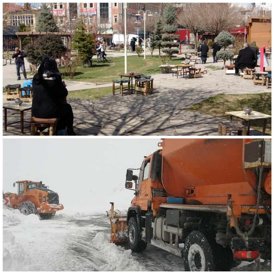 <p>Van merkezde yaşanan bahar mevsimiyle vatandaşlar güneşin tadını çıkarırken, yüksek kesimlerde ise karla mücadele çalışmaları devam ediyor.</p>
