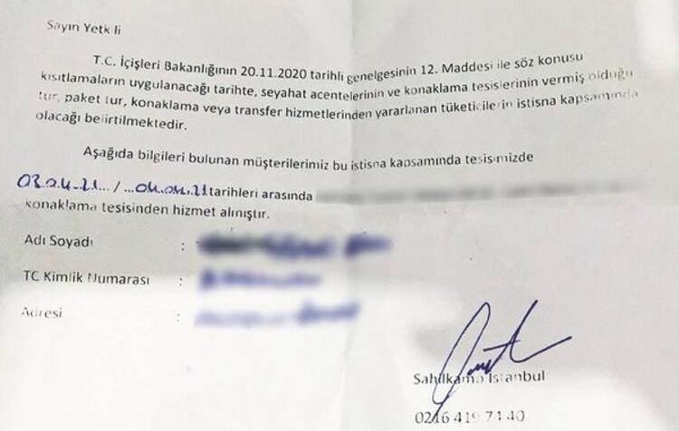 <p>Oradan alınan rezervasyon koduyla yola &ccedil;ıkılıyor. Olası bir polis kontrol&uuml;nde ise bu kod g&ouml;steriliyor. Kahvaltı ya da yemek i&ccedil;in gidilen butik otelde g&uuml;n ge&ccedil;iriliyor, geri d&ouml;n&uuml;şte ise yine otelde imzalı bir belge veriliyor. D&ouml;n&uuml;şte de bu belge polise g&ouml;steriliyor. Tamamen kağıt &uuml;st&uuml;ndeki belgeyle otel, hi&ccedil; konaklama yaptırmadan m&uuml;şteri almış oluyor.</p>

<p>&nbsp;</p>

