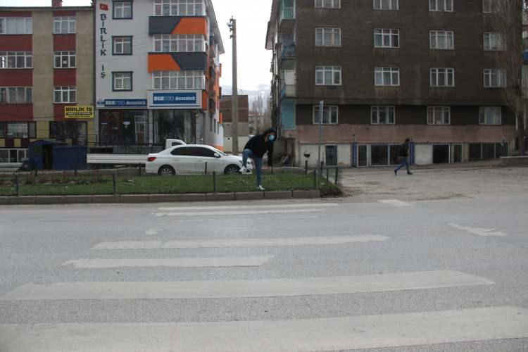 <p>Yolun karşısına geçmek isteyen vatandaşlar yaya geçidindeki çizgileri takip edince çitlerle çevrili çimenlere ulaşıyor.<br />
 </p>
