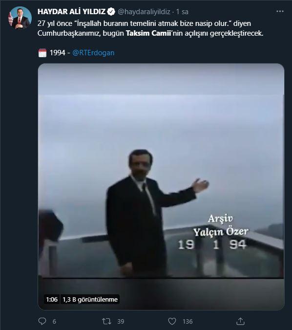 <p>Beyoğlu Belediye Başkanı Haydar Ali Yıldız:</p>

<p>Müjdeler olsun İstanbul! Fatih Sultan Mehmed, kendini bir şehir olarak inşa etseydi Beyoğlu'nu inşa ederdi. Farklı inançların, dillerin, kültürlerin kardeşçe yaşadığı bir şehir. Kadim değerlerine bağlı ama daima yenilenen, gelişen bir şehir. Beyoğlu yeni bir müjdeyle uyanıyor.Mimarisiyle, zarafetiyle medeniyetimizin nazar boncuğu gibi meydanda yükselen Taksim Camii, yarın Cumhurbaşkanımız Sn. Recep Tayyip Erdoğan’ın teşrifleriyle açılıyor. <br />
Kütüphanesi, atölyeleri, etkinlik alanlarıyla sadece bir cami değil külliye olan Taksim Camii hayırlı olsun.<br />
​</p>
