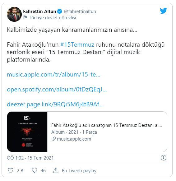 <p>Cumhurbaşkanlığı İletişim Başkanı Fahrettin Altun, İletişim Başkanlığınca hazırlanan 15 Temmuz videosunu "Türkiye Geçilmez" etiketiyle paylaştı.</p>
