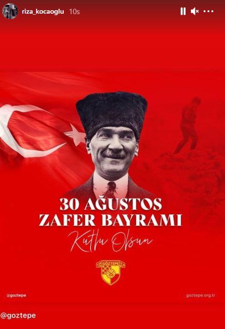 <p><span style="color:#FF0000"><strong>RIZA KOCAOĞLU </strong></span><br />
<span style="color:#000000"><strong>"30 Ağustos Zafer Bayramı kutlu olsun."</strong></span></p>
