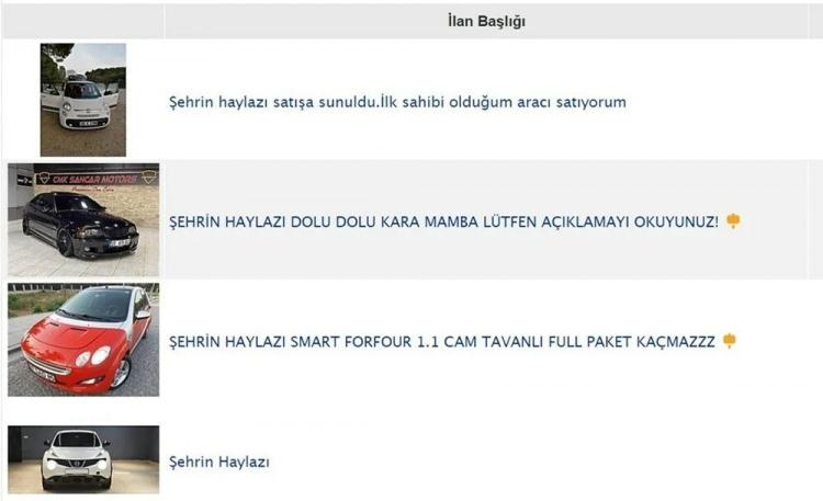 <p><strong>"Beyaz Melek satışta", "Maviş'e veda", "Şehrin Haylazı"</strong></p>
<p>Aracın özelliklerine göre verilen isim...</p>
<p> </p>