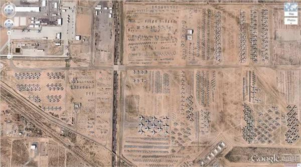 <p><strong>1. Uçak Mezarlığı</strong><br />
<br />
(32 08’59.96″ N, 110 50’09.03″W)<br />
<br />
Tucson, Arizona, ABD</p>

<p> </p>
