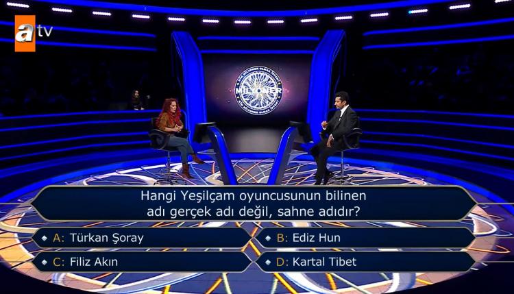 <p><span style="color:#800080"><strong>50 BİN TL değerindeki soruyu görmeye hak kazanan yarışmacı, Yeşilçam sorusunu görünce şaşkınlığını gizleyemedi. </strong></span></p>
