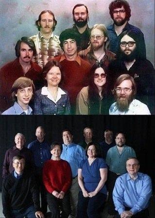 <p>1978 ve 2008 yıllından iki kare... 30 yıl arayla görüntülenen microsoft çalışanları! </p>
