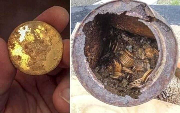 <p>Kaliforniyalı bir çift, evlerinin bahçesindeki ağacın dibinde çok sayıda altın madeni parayı içeren bir gömü buldu. Gömünün değerinin 10 milyon doları aşabileceği tahmin ediliyor..</p>
