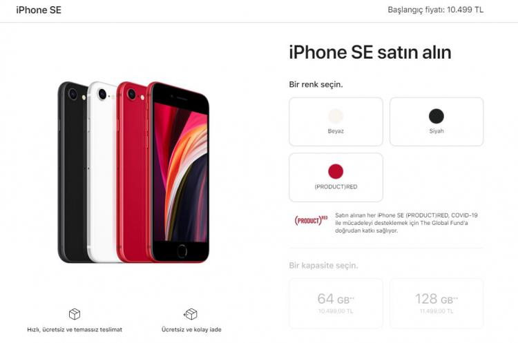 <p>iPhone SE - 64 GB - 10,499 TL</p>
