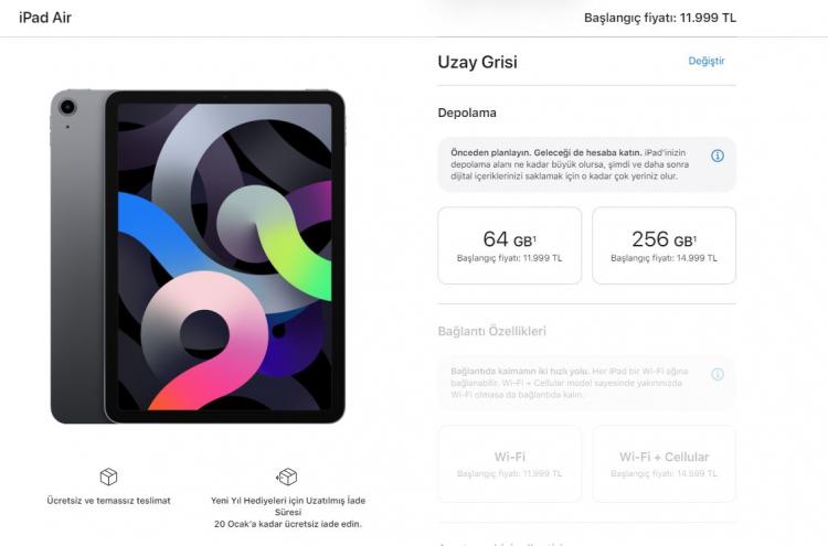 <p>iPad Air Başlangıç Fiyatı - 11.999 TL</p>
