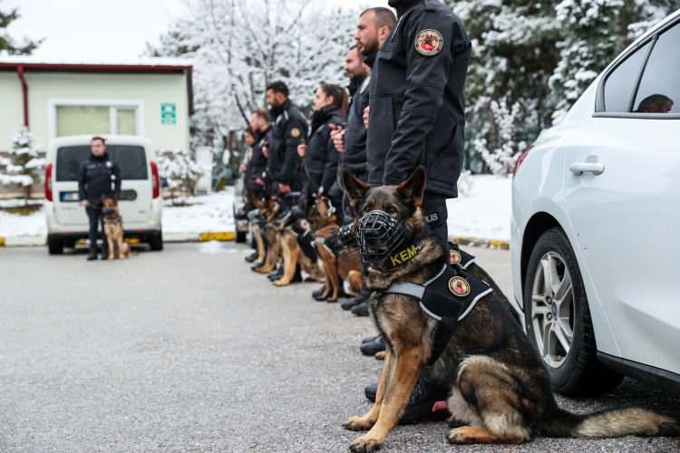 <p>Suçluların yakalanması ve suç delillerinin bulunmasında aktif rol alan dedektör köpekler, Gölbaşı'ndaki Narkotik Suçlarla Mücadele Daire Başkanlığına bağlı Köpek Eğitim Merkezi (KEM) Şube Müdürlüğünde uzmanlar tarafından sıkı eğitimden geçiriliyor.</p>