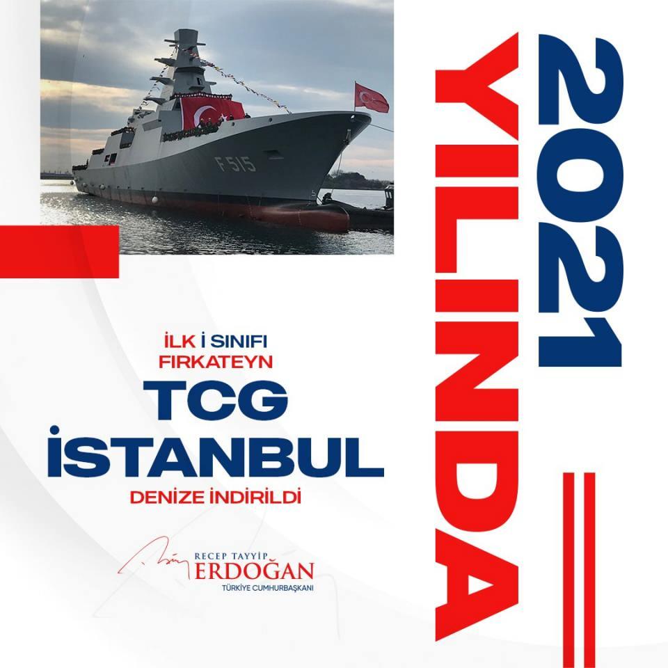 <p>MİLGEM Projesi'nin 5'inci gemisi TCG İstanbul Fırkateyni'ni denize indirdik. Kendi savaş gemisini tasarlayan, inşa eden ve idamesini gerçekleştirebilen 10 ülke içinde yer alıyoruz.</p>
<p> </p>