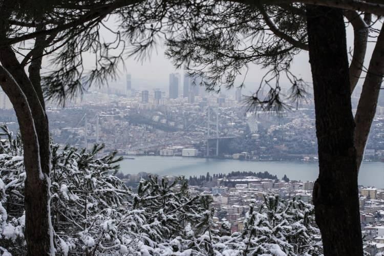 <p>İstanbul'da aralıklarla etkisini sürdüren kar yağışı, kentin yüksek kesimlerinde beyaz örtü oluşturdu.</p>
