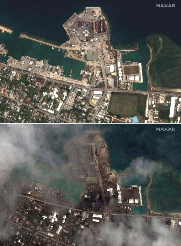 <p>Tonga'da geçtiğimiz hafta meydana gelen yanardağ patlamasının ardından Rusya Federal Uzay Ajansı (Roscosmos), patlamanın meydana geldiği Hunga Ha'apai Adası'nı uzaydan fotoğraflayarak adanın büyük kısmının haritadan silindiğini ortaya çıkardı.</p>

<p> </p>
