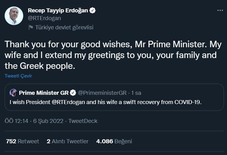 <p>Yunanistan Başbakanı Kiryakos Miçotakis'e teşekkür.</p>

