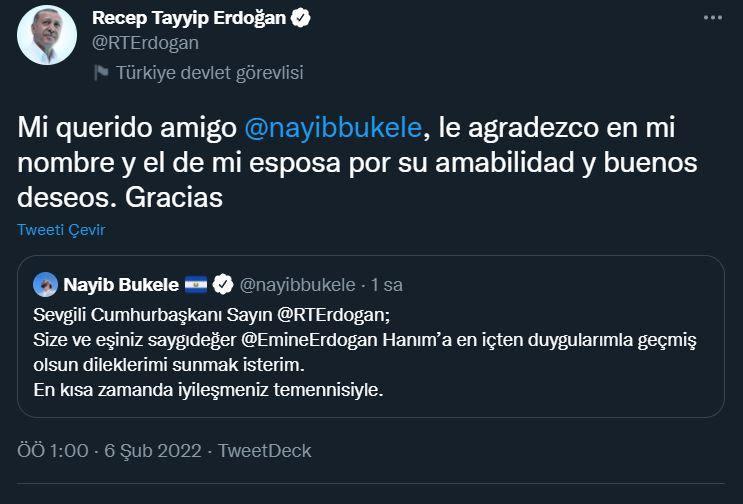<p>El Salvador Devlet Başkanı Nayib Bukele'ye teşekkür.</p>