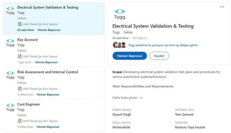 <p>Linkedin sayfasında Gebze merkezli 32 iş alanı bulunurken bunların 8'inin yeni açıldığı görülüyor. </p>
<p> </p>