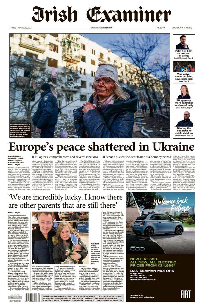 <p>İrlanda - Irish Examiner</p>
<p> </p>
<p><strong>Avrupa barışı Ukrayna'da bozuldu</strong></p>