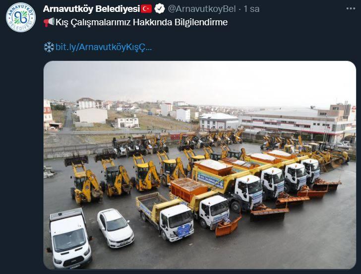 <p>ARNAVUTK&Ouml;Y</p>

<p>İstanbul&rsquo;da hava sıcaklığının 9 Mart &Ccedil;arşamba g&uuml;n&uuml; gece saatlerinden itibaren eksi derecelere d&uuml;şeceği ve yer yer kuvvetli kar yağışlarının olacağı tahmin ediliyor. 4-5 g&uuml;n boyunca ciddi hava muhalefeti oluşacağının tahmin edilmesi ve AKOM&rsquo;un turuncu alarmı &uuml;zerine, Arnavutk&ouml;y Belediyesi olarak ilgili t&uuml;m birimlerimiz ile kar ve buzlanmaya karşı erken m&uuml;dahale i&ccedil;in hazırlıklarımızı tamamladık.</p>

<p>&nbsp;</p>
