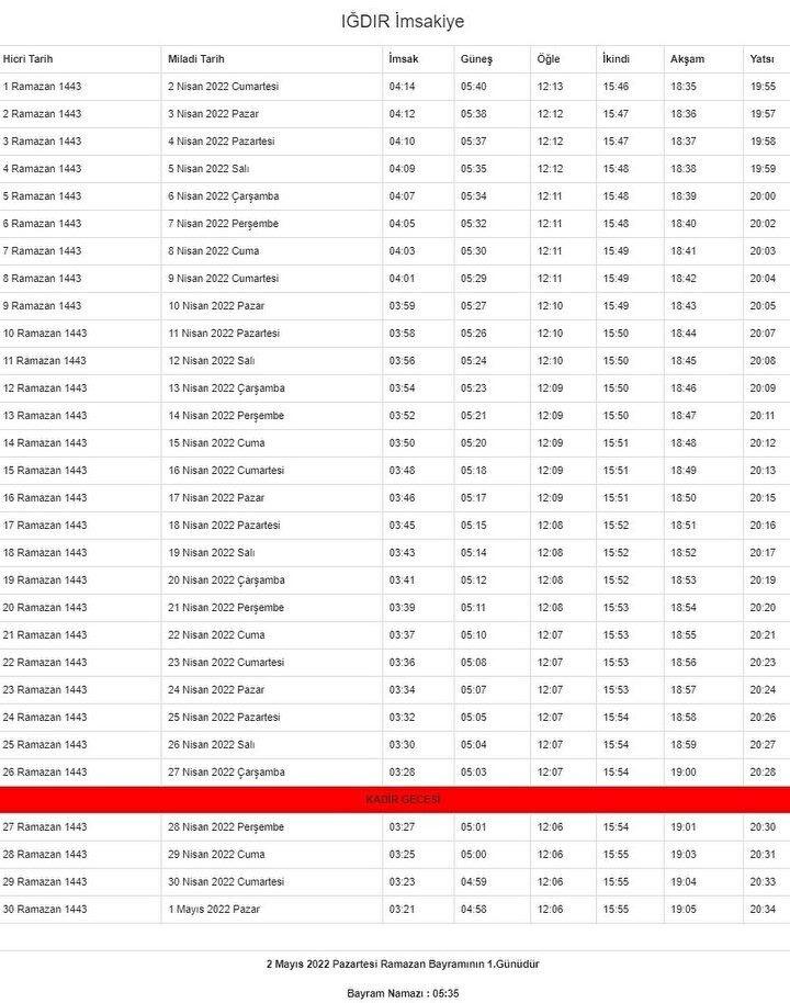 <p>Iğdır Ramazan İmsakiyesi</p>

<p> </p>
