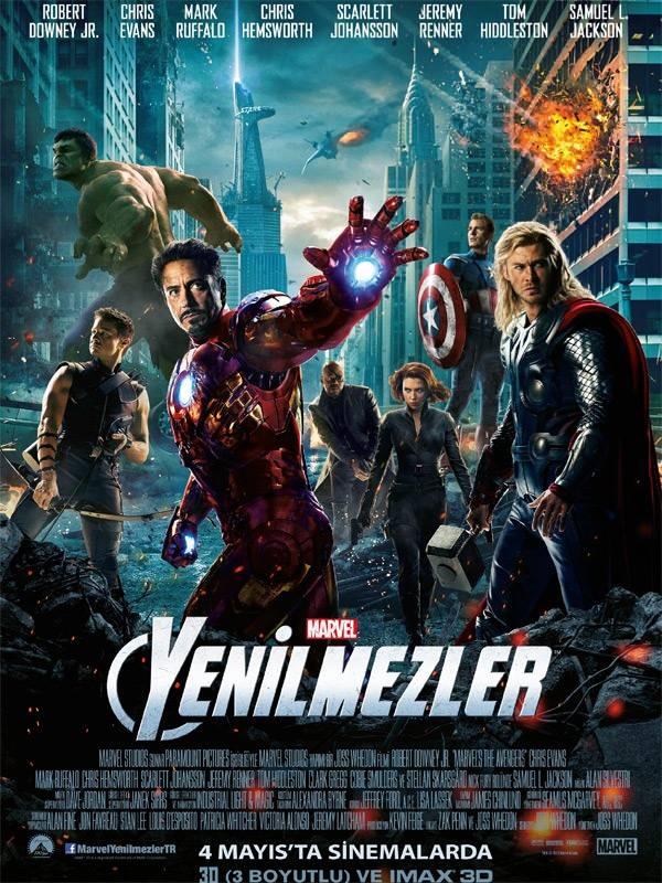 <p><span style="color:#0000CD"><strong>6. YENİLMEZLER</strong></span></p>

<p><span style="color:#000000"><strong>2012 yılında gösterime giren Yenilmezler filmi Marvel hayranlarının en sevdiği yapımlar arasında yer alıyor. Filmin ana konusu: SHIELD adıyla bilinen uluslararası bir barış örgütü, tüm dünya için büyük bir tehdit oluşturan bir düşmanla mücadele etmek için tüm süper kahramanları toplayarak zorlu bir savaşa girer.</strong></span></p>
