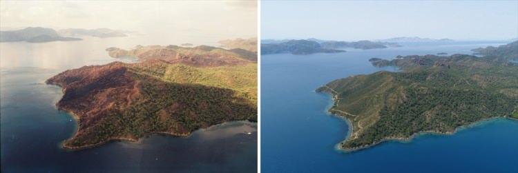 <p>Marmaris’te 18 Ağustos 2001’de saat 15.40 civarında başlayan yangın da yaklaşık 4 gün sürdü. Yanan 157 hektar ormanlık alan doğal gençleştirme ve 210 bin kızılçam fidanının dikilmesiyle eski haline dönmeye başladı.</p>

<p> </p>
