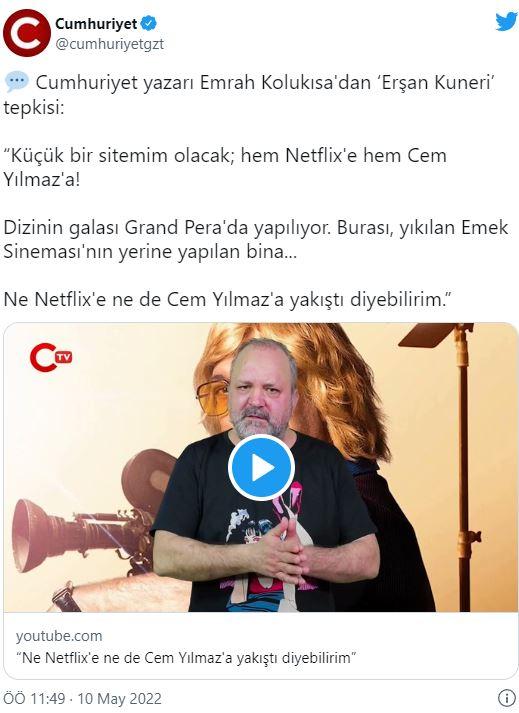 <p><strong>Bir diğer eleştiri ise Cumhuriyet Gazetesi yazarından geldi. </strong></p>
