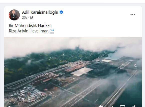 <p>Ulaştırma ve Altyapı Bakanı Adil Karaismailoğlu, hızlandırılmış görüntüleri "Bir mühendislik harikası Rize Artvin Havalimanı" notuyla paylaştı.</p>
