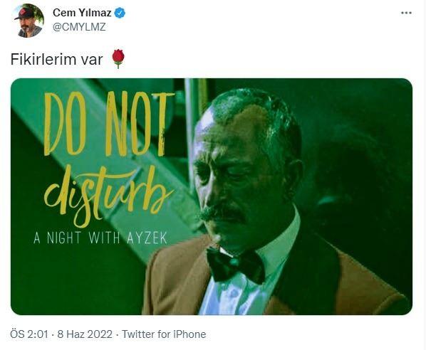 <p><span style="color:#000000"><strong>Artık o arabalı vapur yok. Peki sonra ne oldu. Bunu yeni yazmaya başladığım filmde göreceğiz. Do not Disturb. Joker dönerse Ayzek de döner bu kadar basit" şeklinde paylaşımda bulundu. </strong></span><a href="https://www.yasemin.com/"><span style="color:rgb(255, 255, 255)">(Yasemin.com) </span></a></p>
