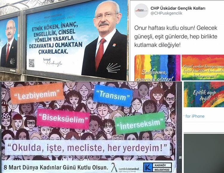 <p>CHP Genel Başkanı Kemal Kılıçdaroğlu eşcinseller yasal düzenleme vaadinde bulunurken CHP'li belediye ve yandaş medyası da her türlü desteği veriyor.</p>
