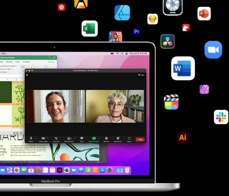 <p>macOS ve M2 çip birlikte kusursuz bir uyum içinde çalışıyor, uygulamalarınıza daha fazla hız ve duyarlılık kazandırıyor. Bunlara Microsoft 365 ve favori iOS uygulamalarınız dahil. 10.000’in üstünde uygulama ve eklenti şimdiden Apple çipe göre optimize edildi. Ayrıca Rosetta 2 sayesinde, Intel işlemciler için tasarlanmış uygulamaları MacBook Pro’nuzda sorunsuz bir şekilde kullanabiliyorsunuz.</p>