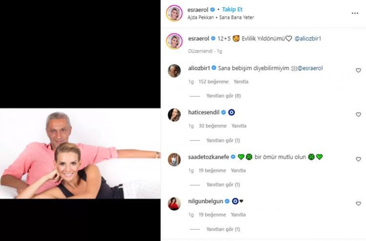 <p><span style="color:#000080"><strong>Instagram hesabında yayınladığı son paylaşımda "12+5. Evlilik yıldönümü" yazan Esra Erol'un pozuna kocasından hemen yanıt geldi.</strong></span></p>