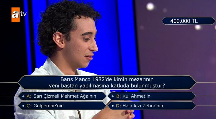 <p><span style="color:#000000"><strong>B, C ve D şıklarının gerçek kişi olduğunu düşünen yarışmacı uzunca bir süre karar vermeye çalıştı. </strong></span></p>
