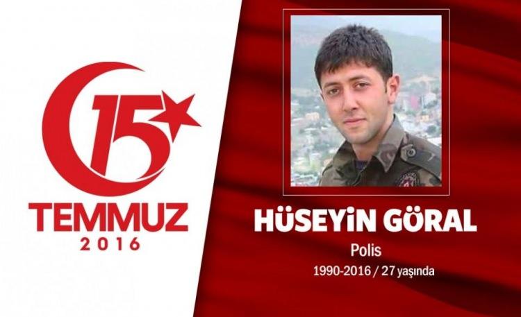 <p>26 yaşındaki Hüseyin Göral, özel harekat polisiydi. 6 yıldır polislik yapıyordu. Henüz 10 aylık evliydi ve eşi 3 aylık hamileydi. 15 Temmuz gecesi, hain darbecilere karşı alarma geçen Gölbaşı Özel Harekat Daire Başkanlığı'nda görevi başındaydı. Hain darbecilerin savaş uçaklarıyla yaptığı saldırıda şehit düştü. Şehidin cenazesi memleketi Elazığ’a götürüldü. Şehit Hüseyin Goral, 6 ay sonra doğacak çocuğuna kavuşamadan Mevlana Camii'nde kılınan cenaze namazı sonrası merkeze bağlı Yürekli köyüne gözyaşları içinde defnedildi. </p>