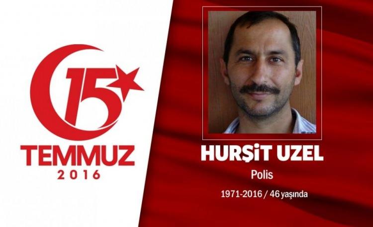 <p>Son telefon görüşmesinde  'Bomba atıldı, yaralılara yardım ediyorum' dedikten sonra telefonunu kapattı. Ardından gelen saldırıda şehit oldu. 44 yaşındaki Hurşit Uzel, özel harekat polisiydi. 2 yıl sonra emekli olmayı planlıyordu. 15 Temmuz gecesi darbe girişimini duyar duymaz Gölbaşı’ndaki Özel Harekat Daire Başkanlığı’na gitti. O sırada hain darbeciler ele geçirdikleri savaş uçaklarıyla Özel Harekat Dairesi’ne saldırdı. İlk saldırıdan yara almadan kurtulan Hurşit Özel, yaralılara yardım ediyordu. Darbecilerin savaş uçağıyla ikinci saldırısında şehit oldu. Şehit Hurşit Uzel'in cenazesi memleketi Hatay'ın Kırıkhan İlçesi'nde son yolculuğuna uğurlandı. Şehit Hurşit Uzel’den geriye en büyüğü 19, en küçüğü 6 yaşındaki yetim 3 çocuğu kaldı. </p>

