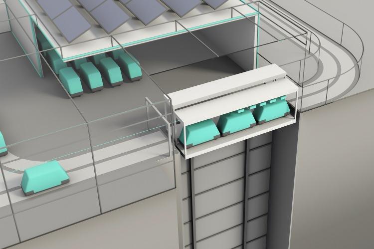 <p>Asansörler, yer üstü lojistik merkezleri ve yeraltı tünelleri arasındaki tünellerle bağlantı kurarak araçları yukarı çıkaracak ya da tünele indirecek.</p>
