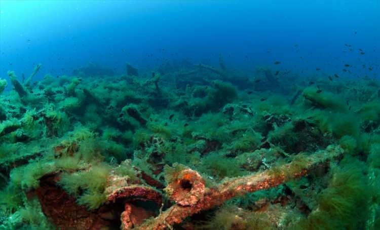 <p>Çanakkale Savaşları ve Gelibolu Tarihi Alan Başkanlığının girişimleriyle dalış turizmine açılan bölgedeki gerçekleştirilen dalışta, 20 metre derinlikteki batık gemi ile geminin çok yakınında bulunan ve taşımacılıkta kullanılan motorsuz 2 barç görüntülendi.</p>