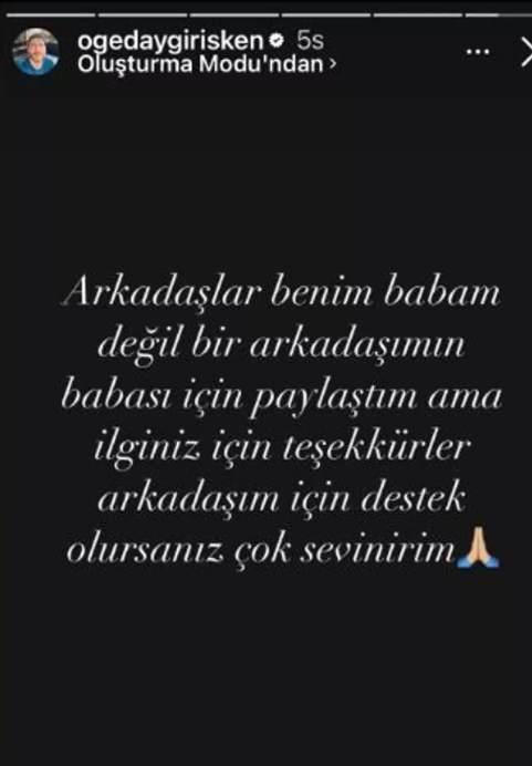 <p><span style="color:#000080"><strong>"Arkadaşlar benim babam değil bir arkadaşımın babası için paylaştım ama ilginiz için teşekkürler... Arkadaşım için destek olursanız çok sevinirim"</strong></span></p>