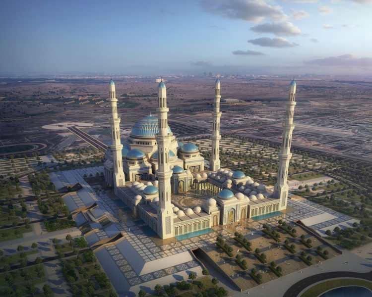 <p>Yaklaşık 68 bin metrekare alana inşa edilen Büyük Nur Sultan Camisi, Orta Asya'nın en büyük camisi özelliğini taşıyor.</p>
