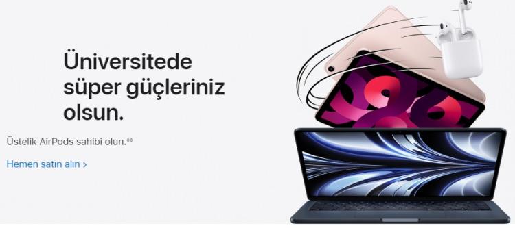 <p><strong>10. Apple</strong></p>
<p>Apple'ın internet sitesine .edu uzantılı e-posta adresiniz ile kayır olursanız iPad, MacBook ya da iMac alındığında 2 bin 650 TL değerindeki AirPods kulaklığı ücretsiz veriyor.</p>