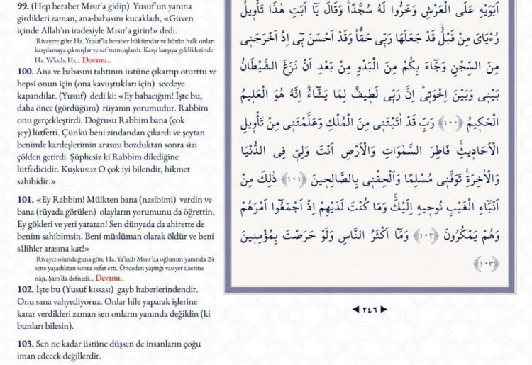 <p><span style="color:#008080"><strong>Özellikle Yusuf Suresi'nin 101. ayetindeki </strong></span><span style="color:#8B4513"><strong> "Beni Müslüman olarak öldür ve beni salihler arasına kat!"</strong></span><span style="color:#008080"><strong> ifadesine dikkat çekiliyor.</strong></span></p>