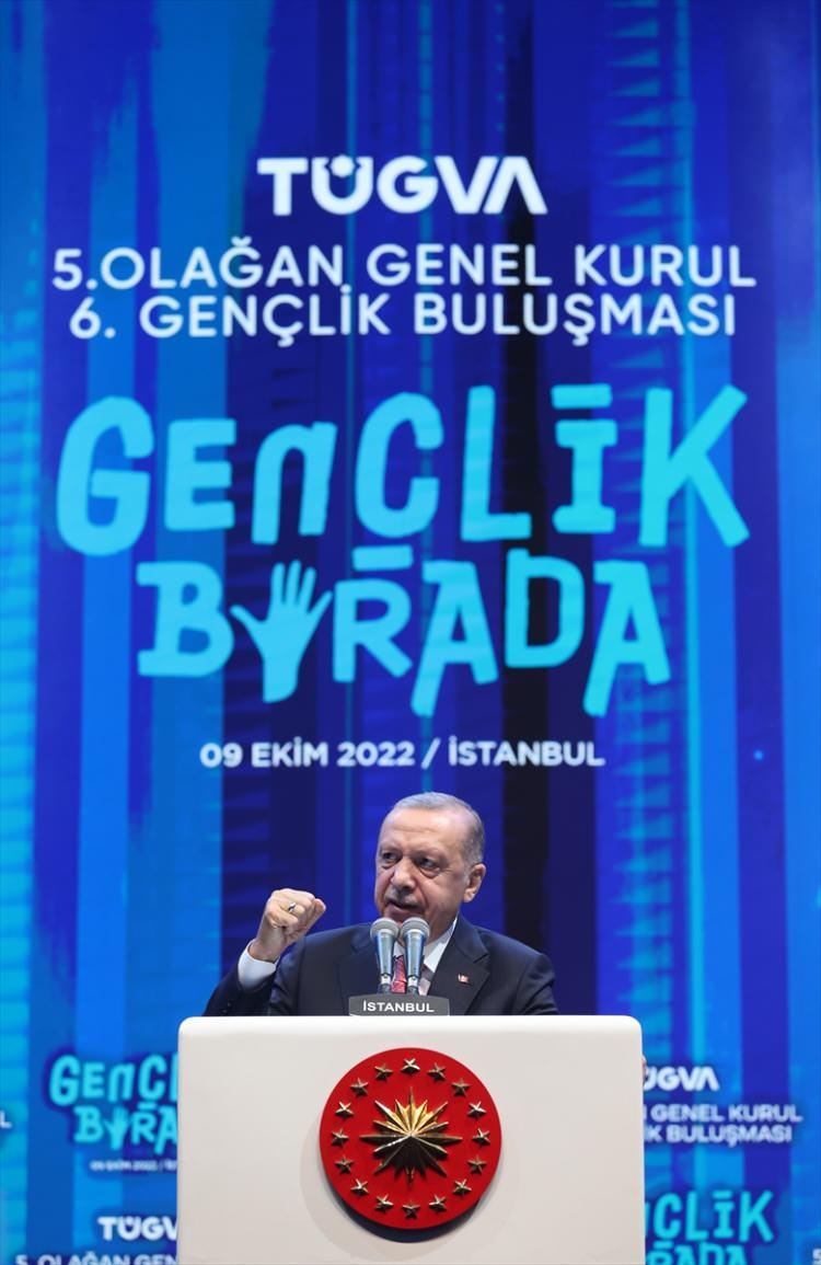 <p>TÜGVA 5. Olağan Genel Kurulu ve 6. Gençlik Buluşması, Cumhurbaşkanı Recep Tayyip Erdoğan'ın katılımıyla Sinan Erdem Spor Salonu'nda gerçekleştirildi.</p>

<p> </p>
