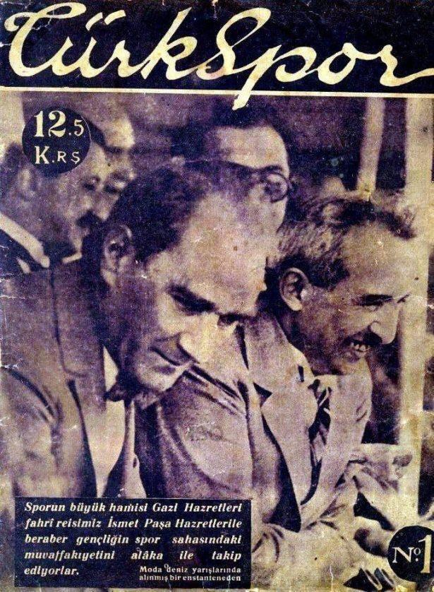 <p><strong>1929-Türkspor Dergisi</strong></p>

<p>Türkspor Dergisi'nin 1.sayısı. Cumhurbaşkanı Mustafa Kemal Paşa ve Başbakan İsmet Paşa bir aradalar.</p>
