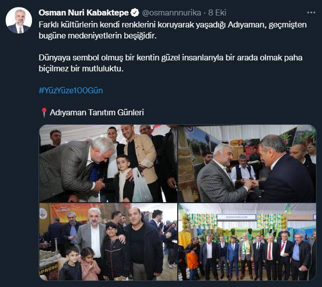 <p> SABAH'a konuşan Kabaktepe, temmuz ayında açıkladıkları "Yüz Yüze 100 Gün" programının çok başarılı olduğunu söyledi. 13 hafta boyunca gençlerle, kadınlarla, yaşlılarla, esnafla ve emekçilerle biraraya geldiklerinin kaydeden Kabaktepe, "Herkesin önerilerini alıyoruz, talepleri ertelemeden, ötelemeden, milletvekillerimizle, bakanlarımızla ve belediye başkanlarımızla anında çözüm üretmeye çalışıyoruz" ifadesini kullandı.</p>
