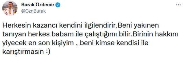 <p><span style="color:#000000"><strong> Birinin hakkını yiyecek en son kişiyim, beni kimse kendisi ile karıştırmasın" ifadelerini kullandı.</strong></span></p>
