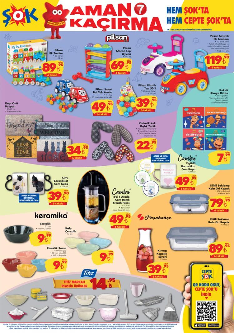 <p>ŞOK'ta bu hafta geçerli olacak 25 TL üstü alışveriş kampanyasında Arko Nem Krem Çeşitleri 36 TL, Mintax Sıvı Bulaşık Deterjanı 19 TL, 75 ml İpana Pro Sensitive Diş Macunu 12 TL ve Omo Siyahlar İçin Sıvı Deterjan 39 TL indirimli fiyatla sunulacak.</p>