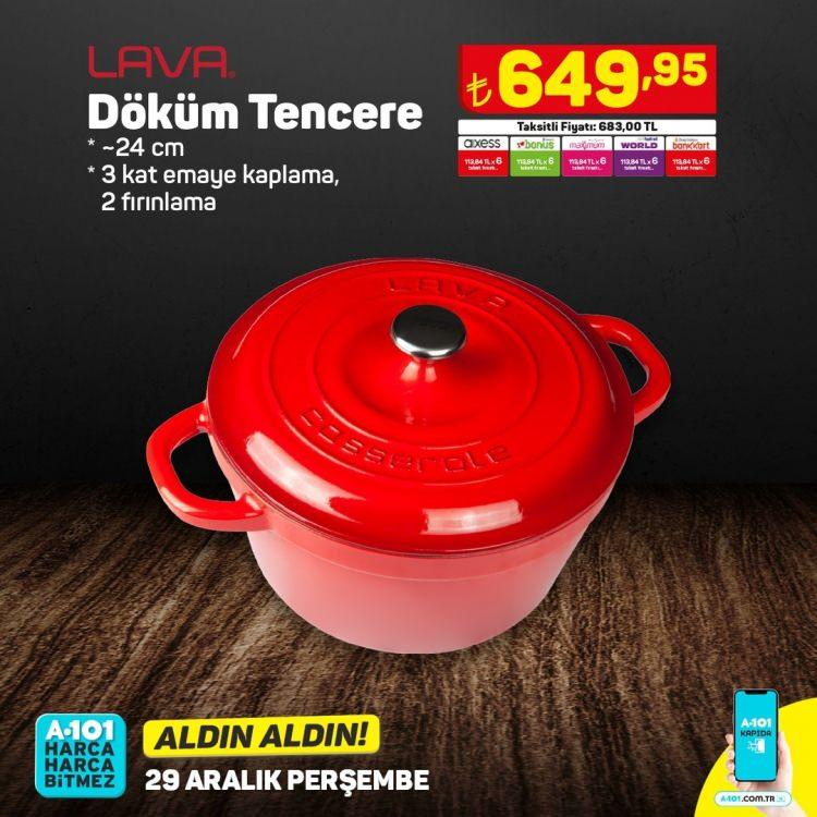 <ul style="color: rgb(0, 0, 0); font-family: sans-serif;">
	<li>LAVA Döküm Tencere 24 cm 649,95 TL</li>
	<li>LAVA Döküm Sahan 20 cm 299,95 TL</li>
	<li>LAVA Döküm Izgara Tavası 28 cm 349,95 TL</li>
	<li>Hascevher Düdüklü Tencere Seti 499,95 TL</li>
</ul>
