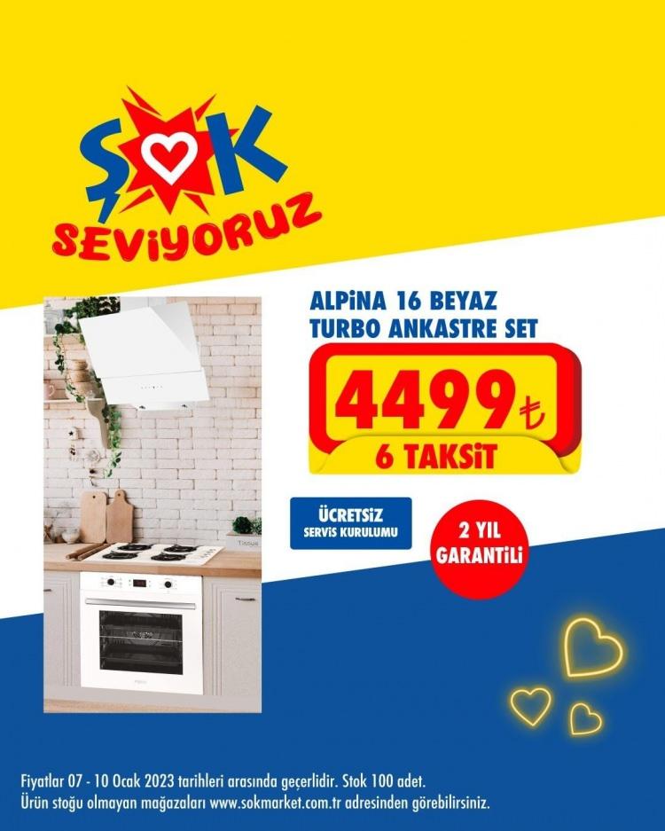 <p>Alpina GLS 640 Beyaz Cam Ocak 1599 TL,</p>

<p>Alpina 16 Beyaz Turbo Ankastre Set 4499 TL,</p>

<p>Alpina 14 Beyaz Turbo Ankastre Set 3999 TL,</p>

<p>240 CM Parlak Mürdüm Mebran Mutfak 4499 TL,</p>
